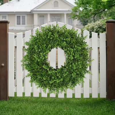 26-Inch Large Boxwood Wreath (Artificial Greenery for Front Doors) — Suitable for indoor and outdoor use; perfect for all seasons.