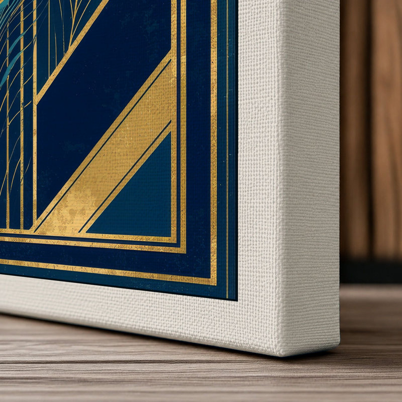 Golden Circles Art Deco - Wrapped Canvas, 24x16 - 61.0 x 40.6 cm, Cream Border