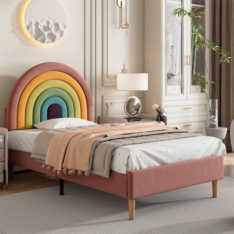 Krouse Upholstered Bed, Pink, European Single (90 x 200cm)