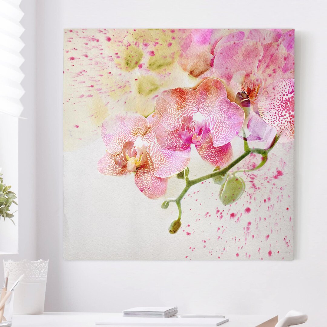 Leinwandbild Aquarell Blumen Orchideen