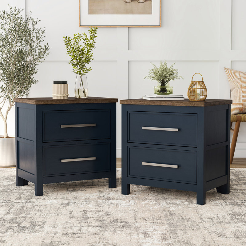 Lonegan 2-Piece 2-Drawer Nightstands Set, Blue