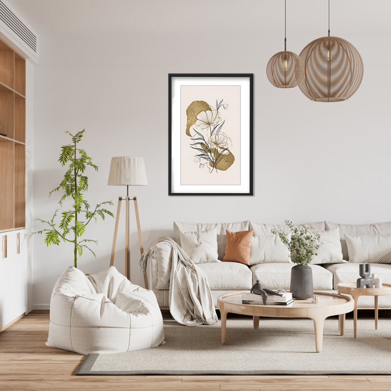 Nature Inspired Flowers And Gold, 48" H x 32" W