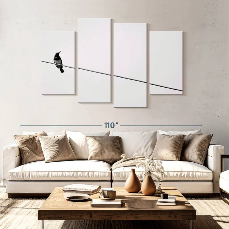 Brampt Simple Bird On Wire, 54" H x 84" W