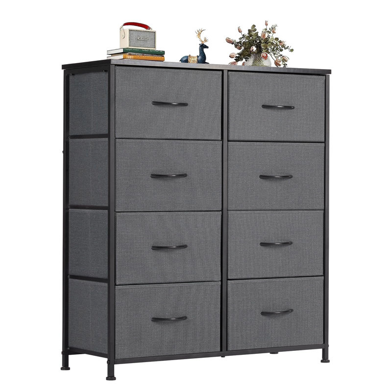 Commode double 8 tiroirs l 31,5 po, Gris