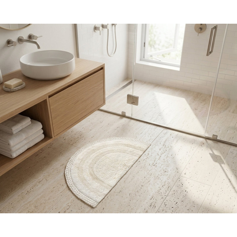 Adiraica 100% Cotton Bath Rug, Ivory
