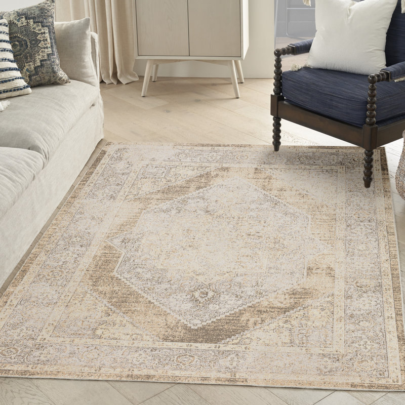 Tapis oriental en polyester tissé à la machine Haydel, Rectangle 4 pi x 6 pi