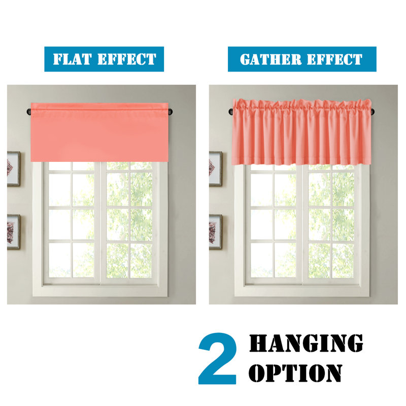 2 Panels Blackout Curtain Valances for Kitchen Windows/Bathroom/Living Room/Bedroom Privacy Decorative Rod Pocket Short Window Valance Curtains