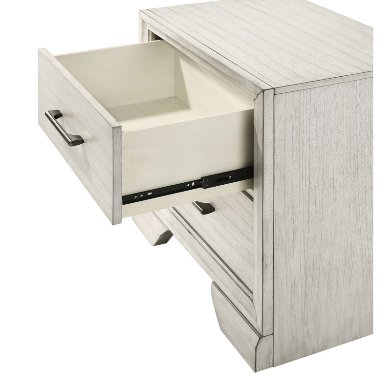 Table de chevet contemporaine en bois massif 2 pour la chambre à coucher - Décoration à deux tiroirs