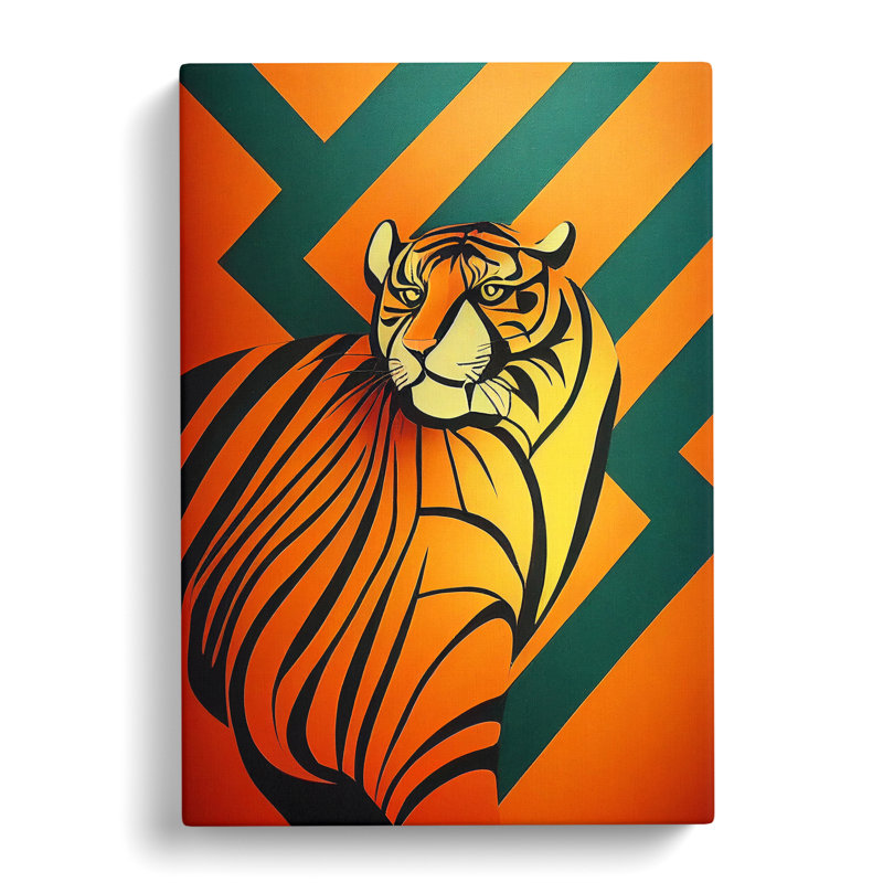 Retro Tiger Art - Wrapped Canvas, 60cm H x 40cm W x 3cm D