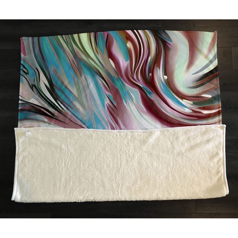 Throw Blanket, 51" W x 60" L, Marble/Abstract, Blue/Red/White
