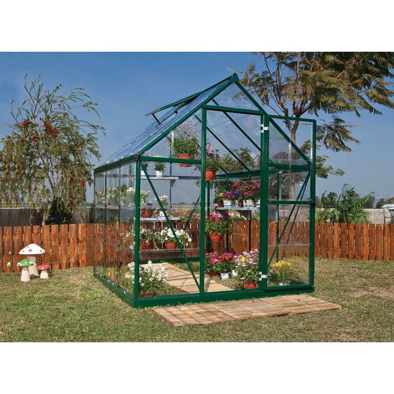 Harmony Greenhouse 6 x 4, Green, 208cm H x 185cm W x 426cm D