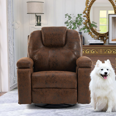 36.2"W Faux Leather 360° Swivel Rocker Recliner