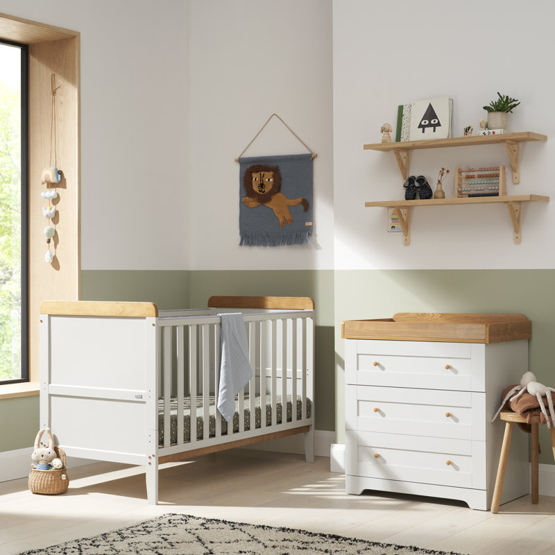 Rio Cot Bed 3-Piece Nursery Furniture Set, Dove Grey/Oak
