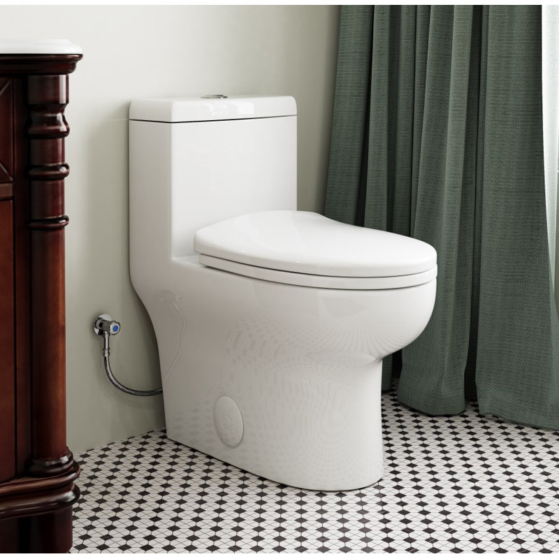 Toilette allongée une pièce à hauteur de chasse 1,28 GPF à hauteur confort double (siège inclus), Top