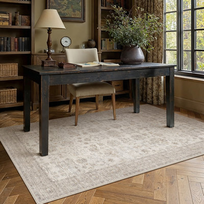Tapis lavable rétro Adelyn avec envers antidérapant