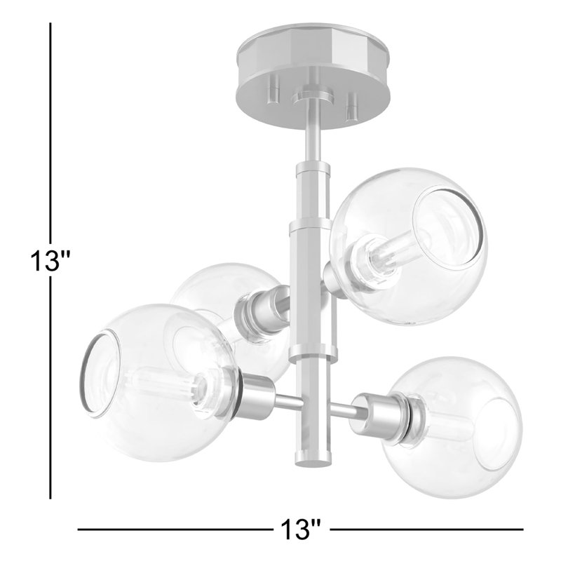 Tavera Glass Semi Flush Mount, Satin Nickel