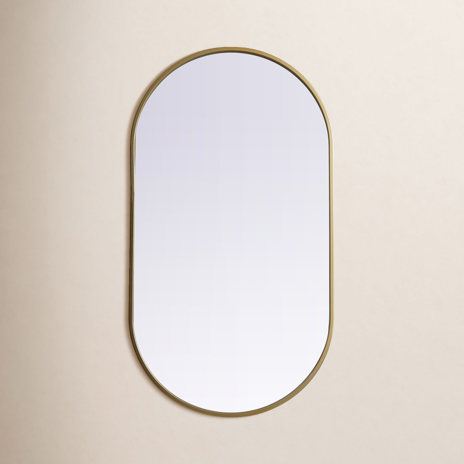 Sabine Metal Pill Wall Mirror, Brass, 36" x 20"