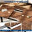  5 Piece Extendable Dining Table Set for 4-6 People, 63 Inch Kitchen Table with 2 Benches & 2 Stools, Space Saving Modern Dining Room Furniture, Easy Assembly Metal Frame-1647399581-1647399576
