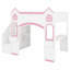Lit mezzanine en bois pour enfants avec escalier de rangement, bureau, fenêtres, tablettes et lumières DEL pour enfants-128625784