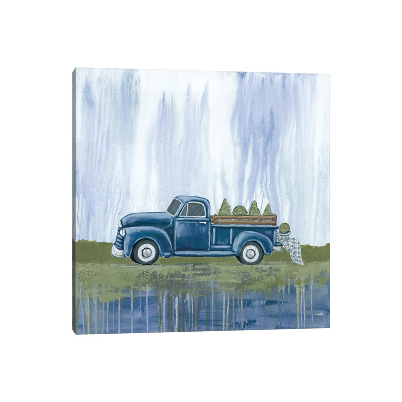 Blue Garden Truck by Sara Baker - Painting on Canvas, 30.48 cm H x 30.48 cm W, Wrapped Canvas