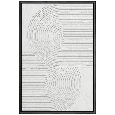 " Mid Century White Vintage Geometric Spirals Abstract Wall Art "