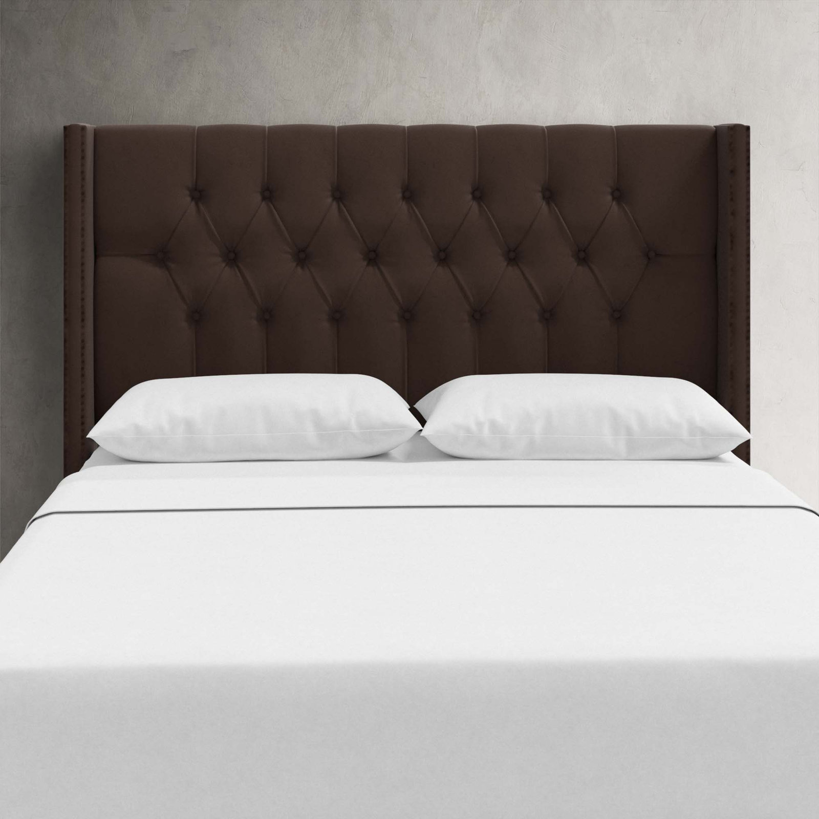 Knighten Upholstered Headboard, Queen, Classic Chocolate Velvet