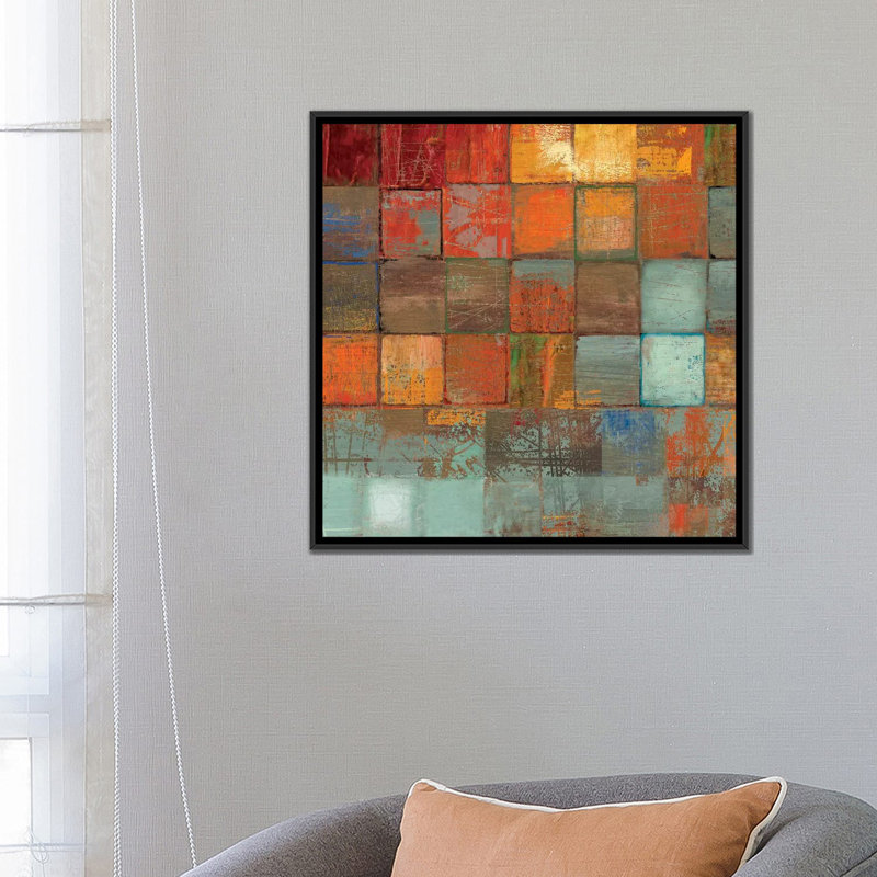 «Ecetera II», reproduction sur toile, H 18 po x l 18 po x P 1,5 po, Toile avec cadre noir, Pas de tapis