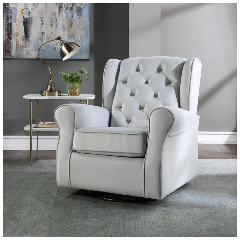 Fauteuil coulissant pivotant en tissu gris Zeger