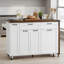 Wheeled Mobile Kitchen Island, Extendable Dining Table, Three-Tier Pull-Out Spice Rack, Trash Can Storage Cabinet – Ideal For Kitchens And Dining Rooms.