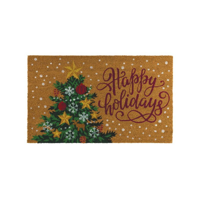 30x18 Natural Coir Fiber and PVC Non Slip Outdoor Doormat with Weather Resistant Textured Surface and Heavy Duty Backing