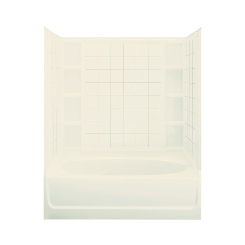 42'' W D Shower Base, High Gloss Biscuit, Right Hand