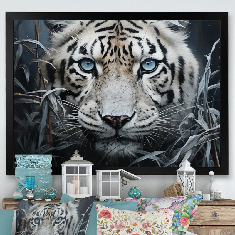«Tiger Mysterious Watcher II» - Impression, H 24 po x l 32 po x P 1 po, Cadre photo noir