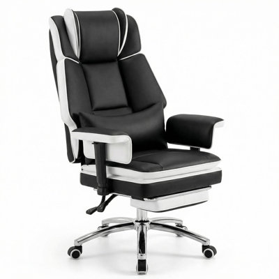 21.9 Wide Faux Leather Executive Office Chair with Footrest High-Back Computer Desk Chair with Adjustable Lumbar Support & Armrests