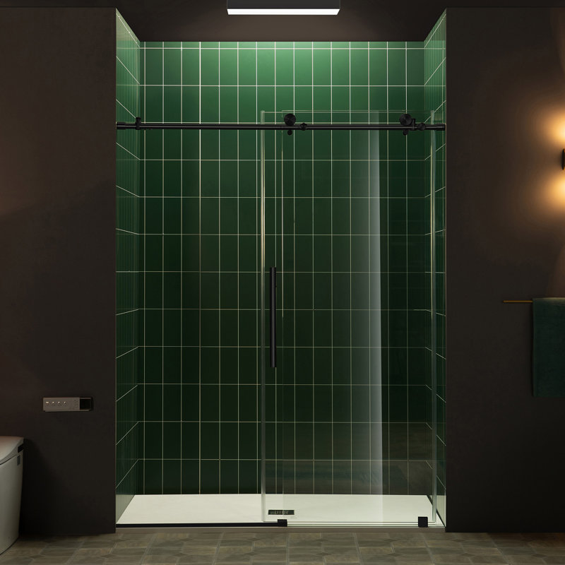 Frameless Single Sliding Shower Door with Soft Close System, 57.5-60" Width x 80"Height with 5/16"(8mm) Clear Tempered Glass