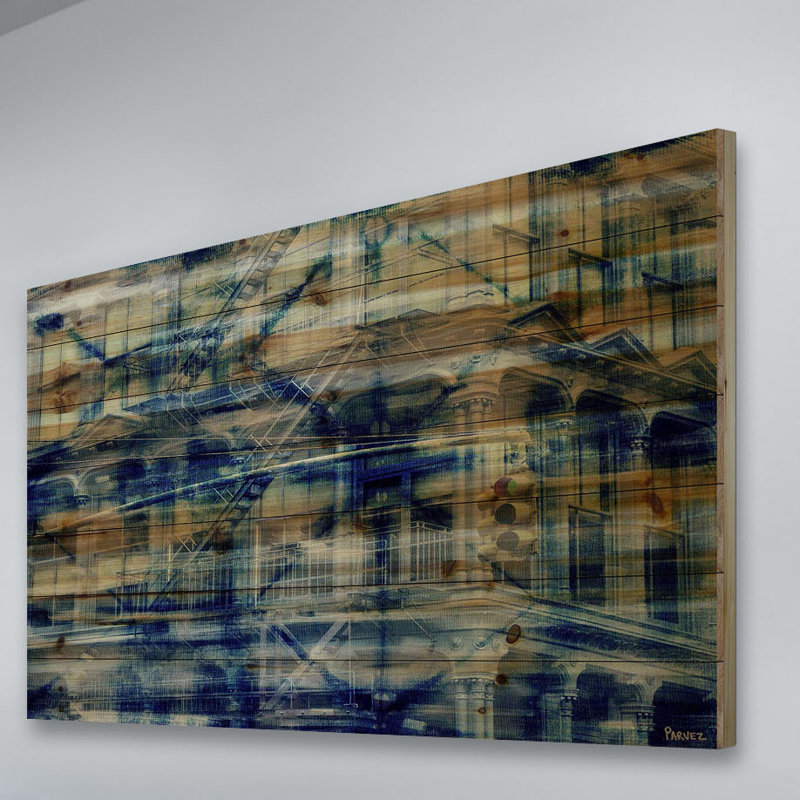 « green light » par parvez taj,, reproduction d’art sur bois de pin naturel, H 24 po x l 36 po x P 1,5 po