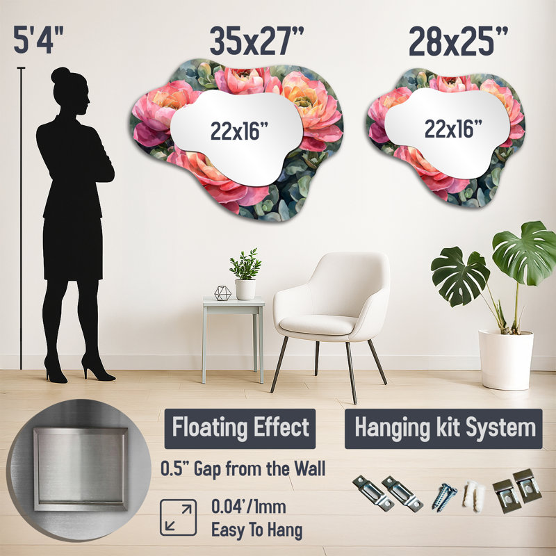 Echeveria Elegans Succulent Mexico Bloomscape I - Succulent Irregular Asymmetrical Mirror, Traditional Wall Mirror, Printed on Metal