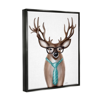 " Funny Deer Necktie & Glasses Portrait " by Elizabeth Tyndall