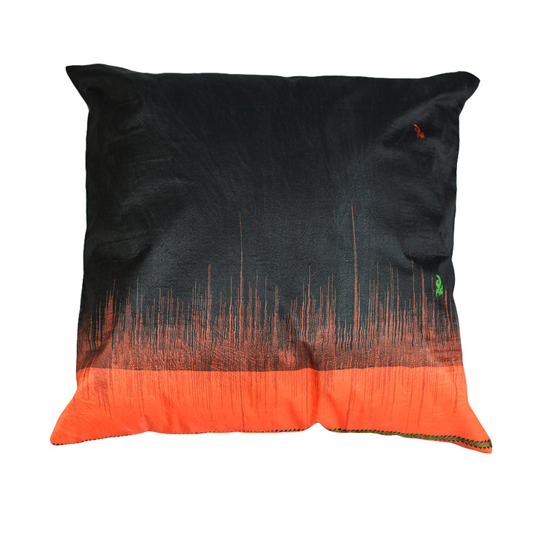 Handmade Eco-friendly 16''X16'' Decorative Cushion Cover Abstract Silk Black Indoor, Pack of 6