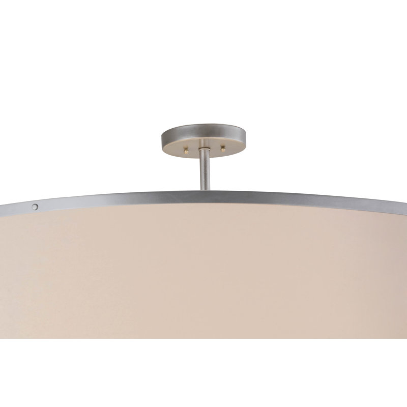 Natural Nickel Drum Pendant with Glass Diffuser