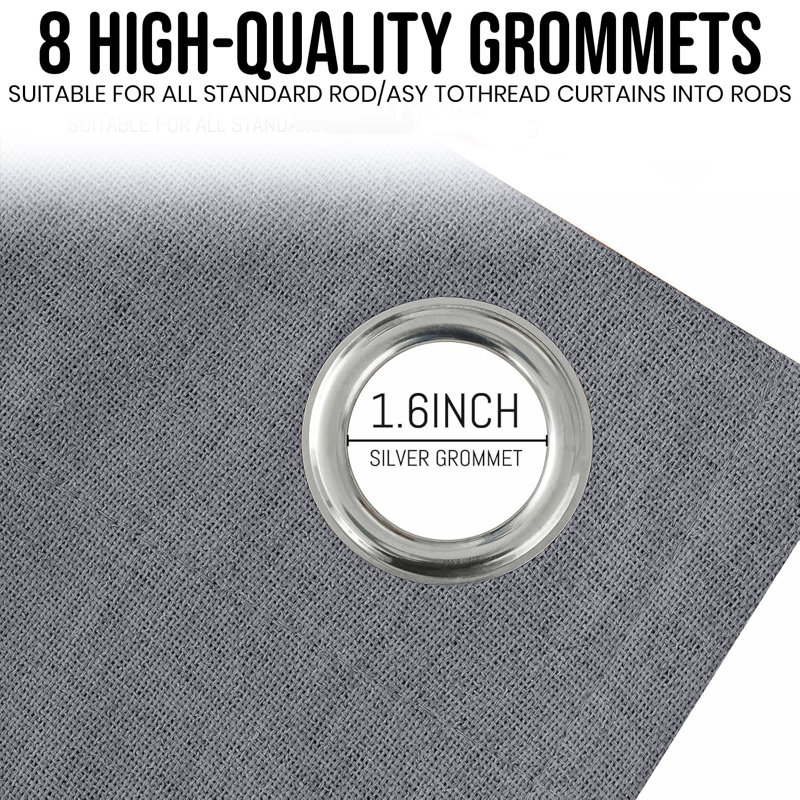 100% Linen Blackout Curtains with Eyelets – Ready Made (Set of 2), 117cm Width x 137cm Drop, Grey