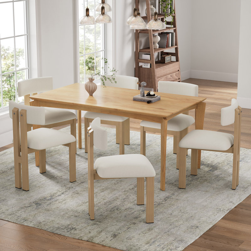 7- Piece Dining Set, Beige, Natural