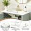 Meuble-lavabo moderne de 24 po avec lavabo en céramique, porte à fermeture douce, 3 tiroirs, poignées dorées et support de porte pour un rangement peu encombrant