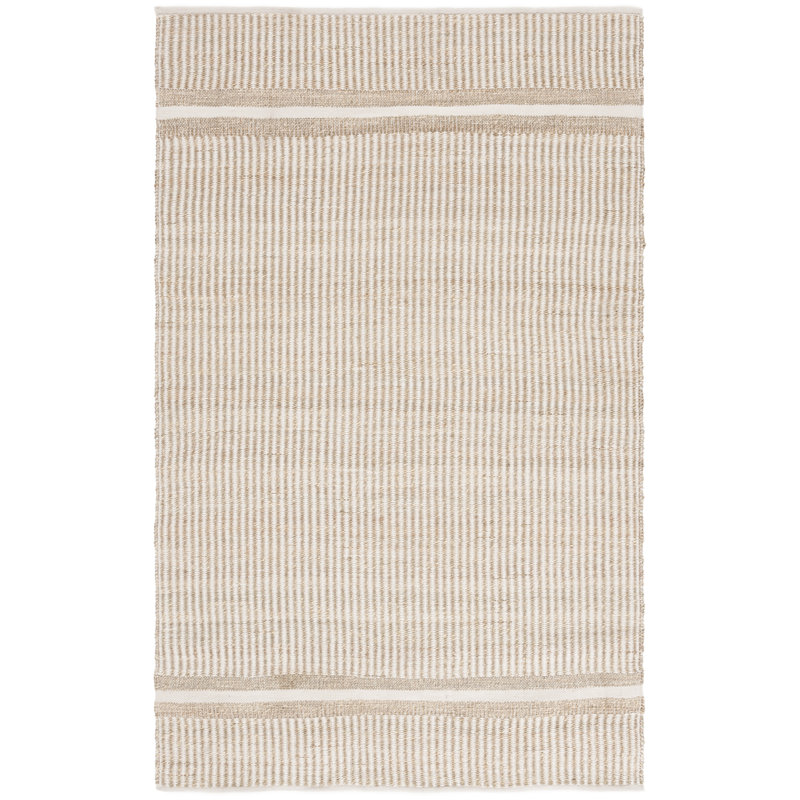 Natural Fiber 202 Hand Woven Seagrass/Pet Striped Rug in Natural/Ivory, Square 6'
