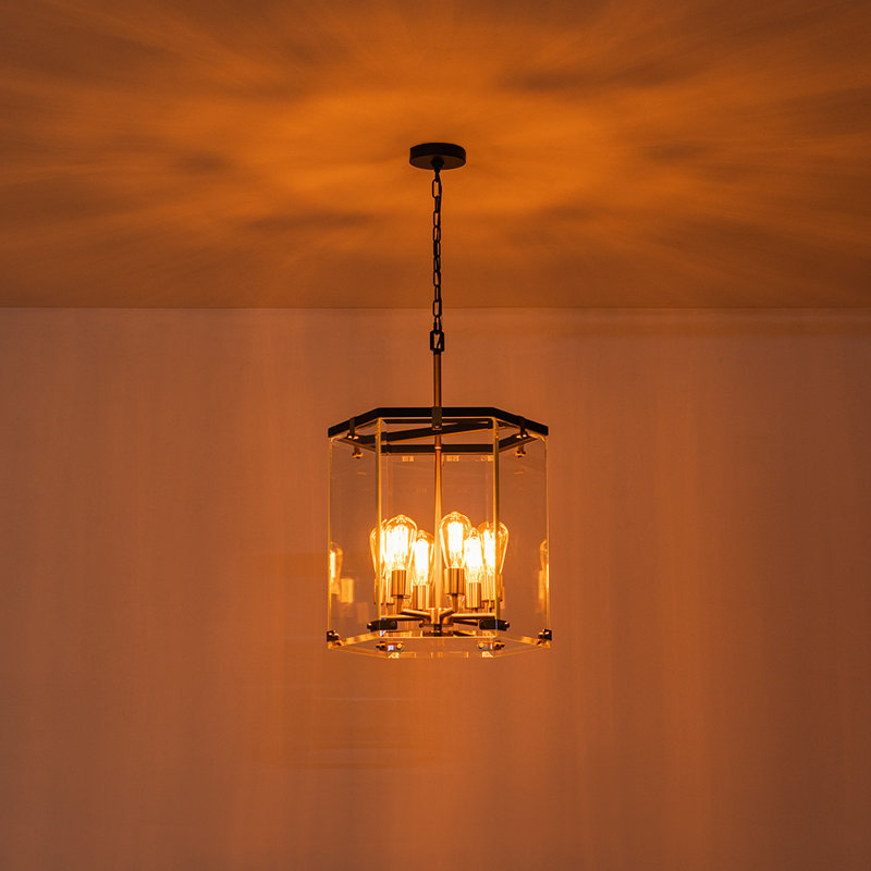 Luminaire suspendu en verre biseauté 6 lumières