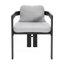 Chaise de patio d'extérieur en aluminium Pula, ensemble de 2, finition noire avec coussin gris