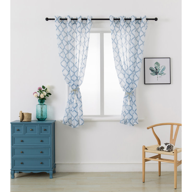 Mkenzi Polyester Semi-Sheer Gromments Curtain Pair, 52" W x 96" L