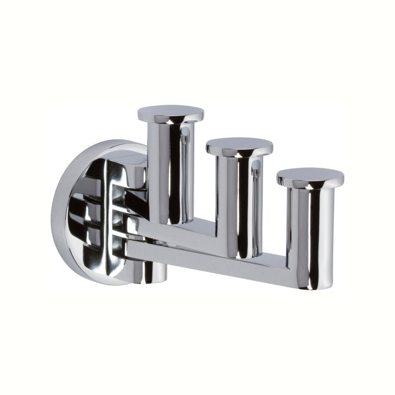 Kubic Pivoting Triple Robe Hook, Polished Chrome