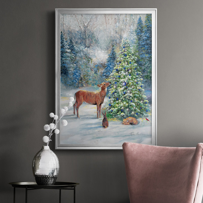 «Winter Gathering», reproduction encadrée de qualité supérieure - prête à être accrochée, Argent