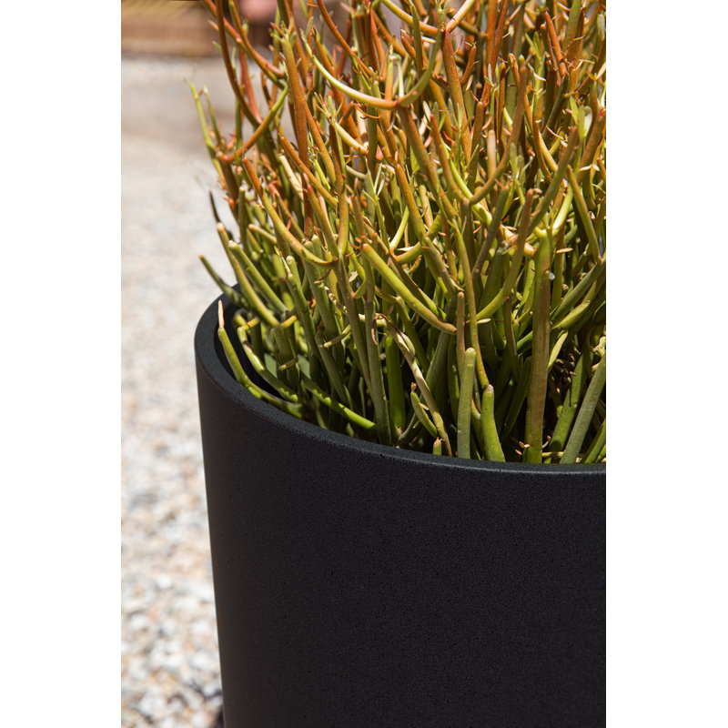 Mason Series Black Plastic-Stone 10" Planter Set of 2