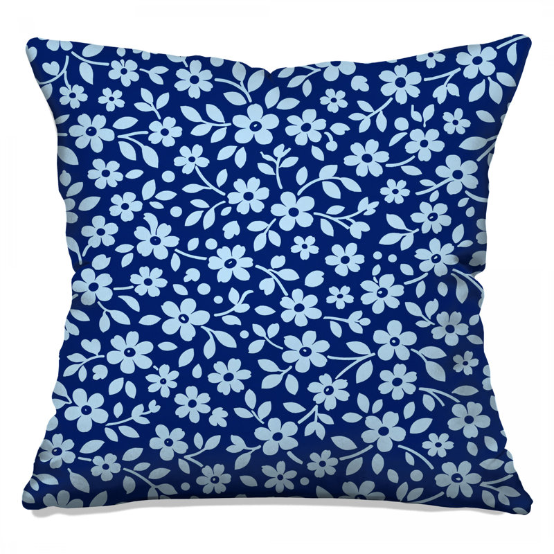 Coussins décoratifs bleus à motif floral, 14 X 14 pouces
